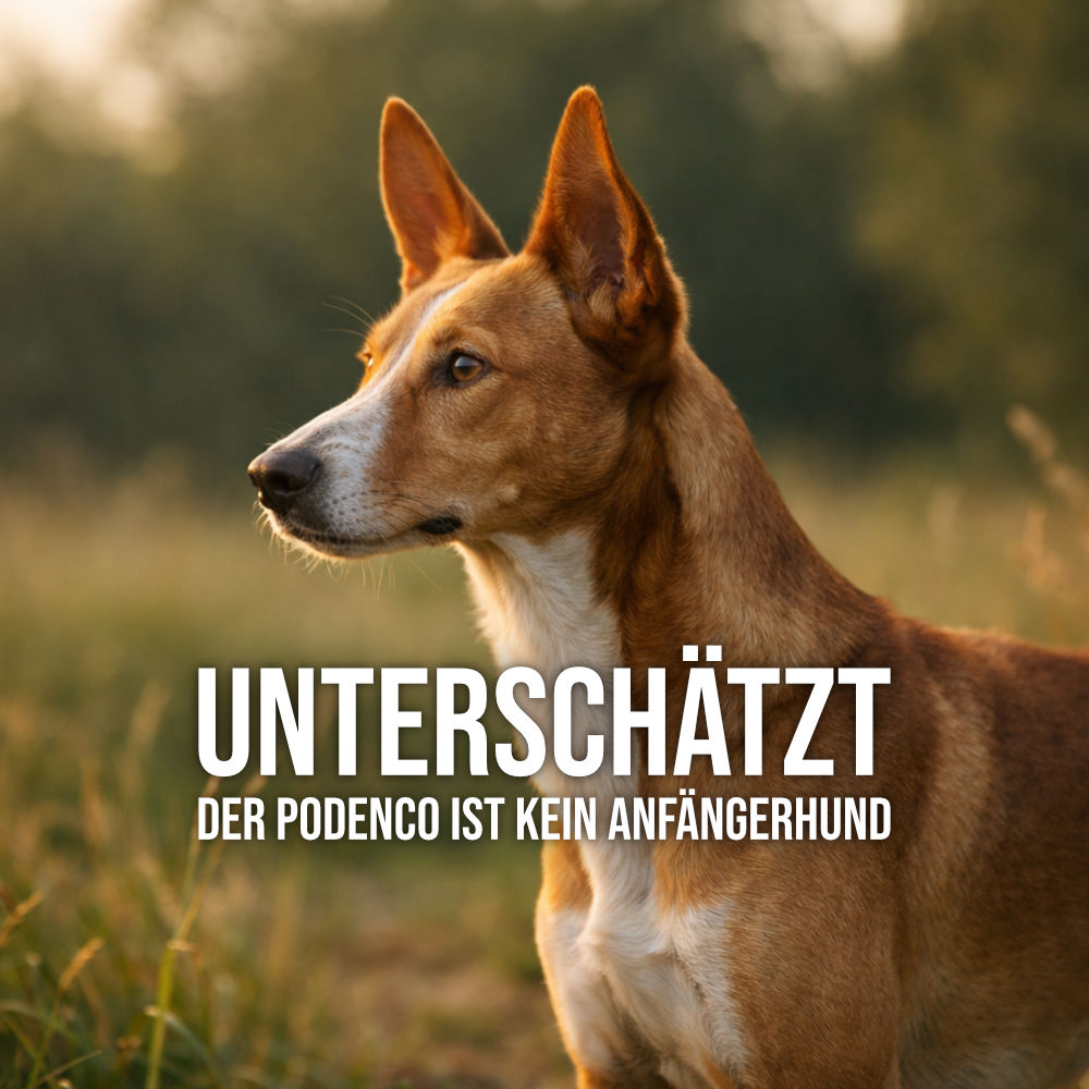 Podenco schaut aufmerksam in die Ferne – typischer Jagdhund mit starkem Fokus und Sensibilität