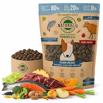 Naturalis Trockenbarf Lachs für Hunde als natürliches Hundefutter