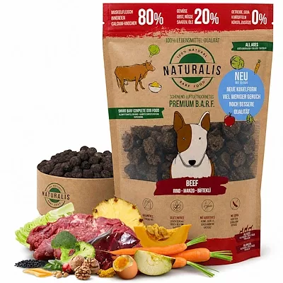 Naturalis Trockenbarf Rind für Hunde ohne zusätzliche Supplements